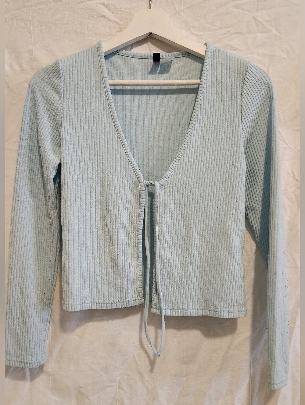 H&M Women's Light Blue Ribbed Tie-Front Top BOGO 3 PICES FOR $15